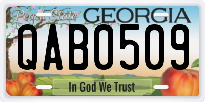 GA license plate QAB0509