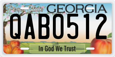 GA license plate QAB0512