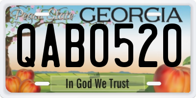 GA license plate QAB0520