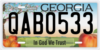 GA license plate QAB0533