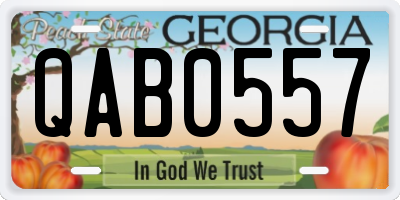 GA license plate QAB0557