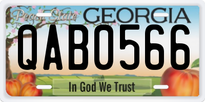 GA license plate QAB0566