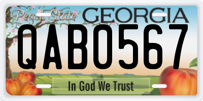 GA license plate QAB0567