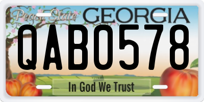 GA license plate QAB0578