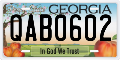 GA license plate QAB0602