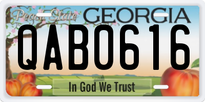 GA license plate QAB0616