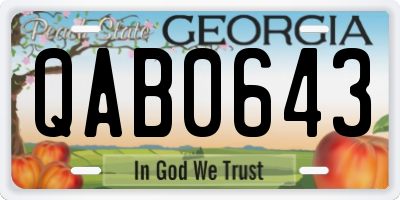 GA license plate QAB0643