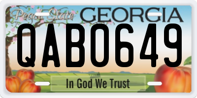 GA license plate QAB0649