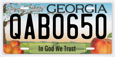 GA license plate QAB0650