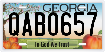 GA license plate QAB0657