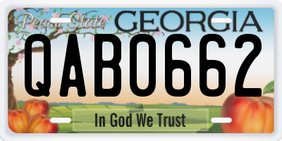 GA license plate QAB0662