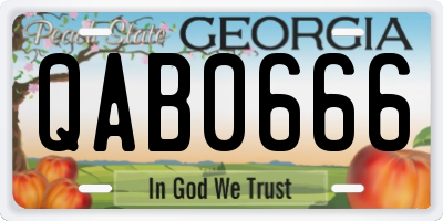 GA license plate QAB0666