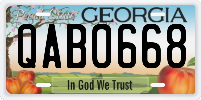 GA license plate QAB0668