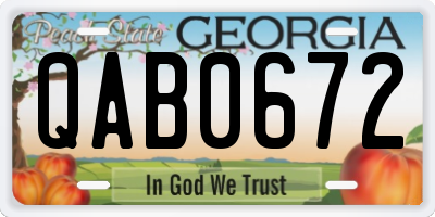 GA license plate QAB0672