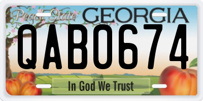 GA license plate QAB0674
