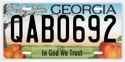 GA license plate QAB0692