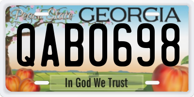 GA license plate QAB0698