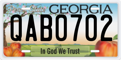 GA license plate QAB0702