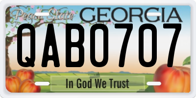 GA license plate QAB0707
