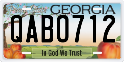 GA license plate QAB0712