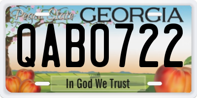 GA license plate QAB0722
