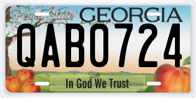 GA license plate QAB0724
