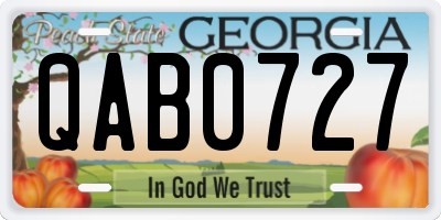 GA license plate QAB0727