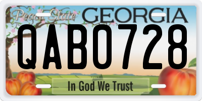 GA license plate QAB0728