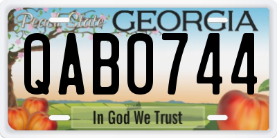 GA license plate QAB0744