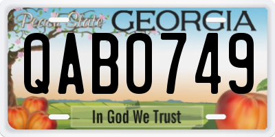 GA license plate QAB0749