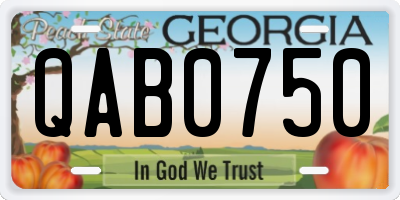 GA license plate QAB0750