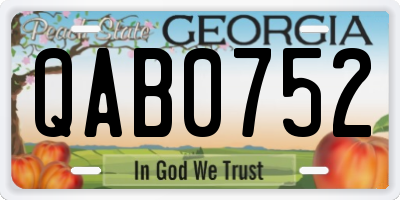 GA license plate QAB0752