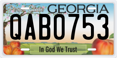 GA license plate QAB0753