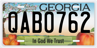 GA license plate QAB0762