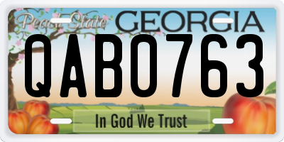 GA license plate QAB0763