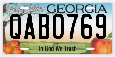 GA license plate QAB0769