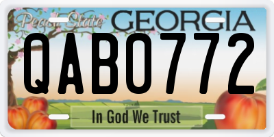 GA license plate QAB0772