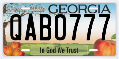 GA license plate QAB0777