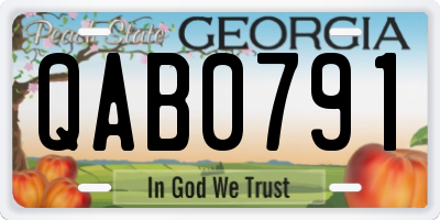 GA license plate QAB0791