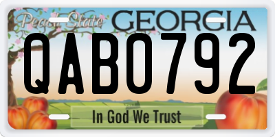 GA license plate QAB0792