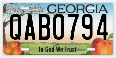 GA license plate QAB0794