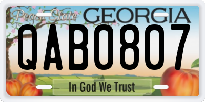 GA license plate QAB0807