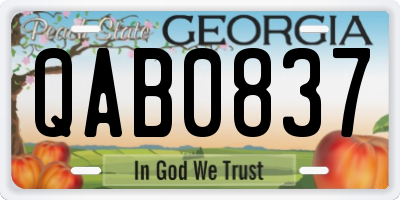 GA license plate QAB0837