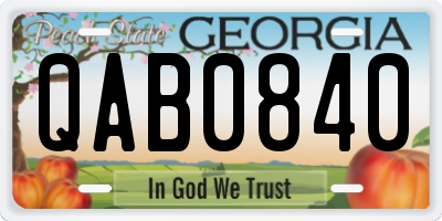 GA license plate QAB0840