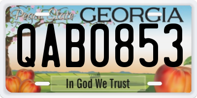 GA license plate QAB0853