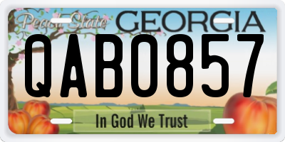 GA license plate QAB0857