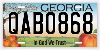 GA license plate QAB0868