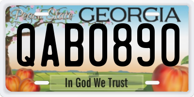 GA license plate QAB0890