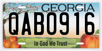 GA license plate QAB0916