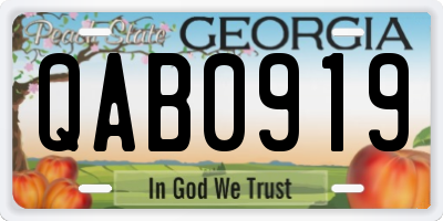 GA license plate QAB0919